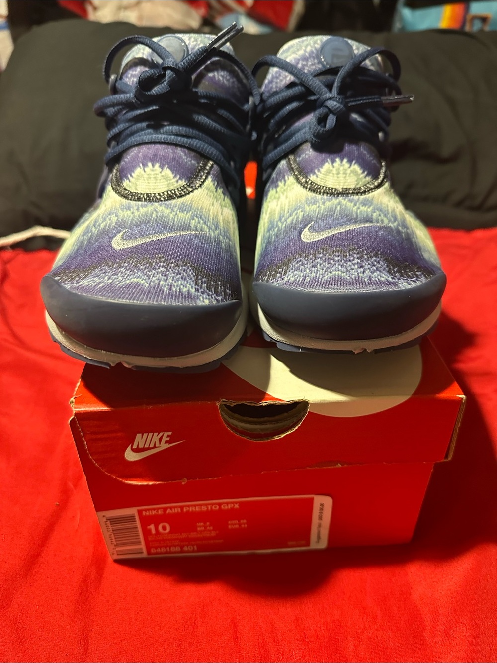 Nike Knit Slip-On Sneakers in Navy, Purple & Yellow